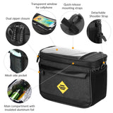 Cycling Insulated Bike Cooler Bag Water Resistant Bike Handlebar Bag Bike Basket Front Bag Pannier with Bike Phone Mount