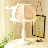 Girls Bedroom Table Lamp Princess Lace Lampshade Tassel Wood Desk Lighting Bedside Lamp E27 Book Reading Fabric Table Lamp  D92
