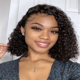 Wig short curly hair black mid-section small volume chemical fiber headgear