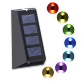 Art Deco Solar Wall Lamps Outdoor Fence Light LED Waterproof Solar Stair Light Up and Down 7 Color Changing Exterior Patio Lamps
