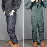 2PCS Motorcycle Raincoat /Conjoined Raincoat/Overalls Men And Women Fission Rain Suit Rain Coat XL, Black &amp; Armygreen