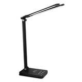 LED Desk Lamp, Foldable Double Head Wireless Charger Desk Lamp, 5 Lighting Modes &amp; Fully Dimming Desk Light For Home