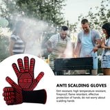 1 Pair Anti Slip BBQ Grill Gloves Heat Resistant Camping Kitchen Oven Fireproof Barbecue Cooking Microwave Gloves