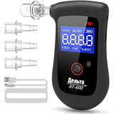 Digital Backlight LCD Display Portable Breath Alcohol Tester with 6 Mouthpieces, USB Rechargeable Breath Analyzer for Drivers