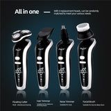 USB Rechargeable 4 IN 1 Hair Clipper Shaver 4D Triple Blade Head  Razors Nose Hair Trimmer Facial Cleaning brush Beard Trimmer