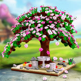 City Street View Cherry Blossoms Tree Model Building Blocks Friends Sakura Plant Home Decoration Bricks DIY Toys For Girls Gifts