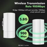 5.8G Point to Point Wireless Bridge CPE58G 100Mbps Wired Speed Dialing Outdoor CPE with 12dBi WiFi Antenna 1.3mi Transmission
