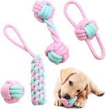 Rope Dog Toy,7 PCS Indestructible Dog Toys for Puppies &amp; Small Dogs,Chew Toys Teeth Training Interactive Toy Natural Cotton pink