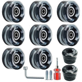 8 Pack 32 x 58mm, 82A Quad Roller Skate Wheels with Bearing Installed and 2 Toe Stoppers for Double Row Skating