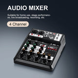 Sound Card 4 Channel Studio DJ Music Recording Multifunction Portable Home Computer Playback Live Streaming Audio Mixer