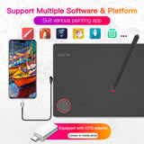 BOSTO T608 Art Graphics Drawing Tablet Digital Tablet 8x6 Inch Battery-free Stylus 8192 Levels Pressure for Windows Mac Android