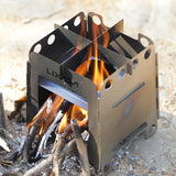 Lixada Portable Camping Titanium Stove Lightweight Folding Wood Burning Stove Pocket Stove Outdoor Camping Backpacking Picnic