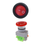 2Pcs Switch: 1Pcs Rocker Switch Bipolar On OFF 3 Pins 220V &amp; 1Pcs 600V 10A OFF Switch Emergency Stop Switch Push Button