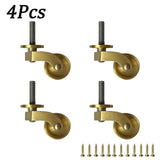 1/4PCS Universal Furniture Caster Antique Casters Wheels Vintage Brass Wheels Heavy Duty, M6/M7 Screw Mounting for Furniture