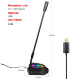 USB Microphone Drive-free Voice Chat Video Conference Recording RGB Luminous Flexible Gooseneck Condenser MIC For PC Laptop
