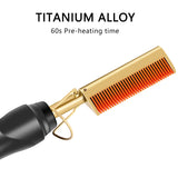 Hair Straightener Hot Heating Comb Smooth Iron Straightening Brush Corrugation Curling Iron Hair Curler Comb Multi-Function Use
