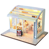 DIY Dollhouse Wooden Doll House  Assembled Sushi Dessert Shop Miniature Doll House Furniture Kit Casa Led Toys for Birthday Gift