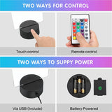 6 Sets 3D Night LED Light Lamp Bases Adjustable 16 Colors 4 Modes Acrylic Lamp Base For Restaurant Room (Square Style)
