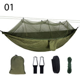 2 Person Portable Outdoor Camping Hammock with Mosquito Net High Strength Parachute Fabric Hanging Bed Hunting Sleeping Swing