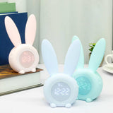 Bunny Ear LED Digital Alarm Clock Electronic LED Display Sound Control Cute Rabbit Night Lamp Desk Clock For Home Decoration