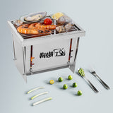Outdoor Stainless Steel Grill Portable Wood Burning Camping Stove Folding BBQ Grill Windproof Camping Picnic Tool For Home Park