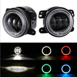 2 Pieces  4inch Dia White Led Fog Light RGB 4-Color Halo   for  Wrangler