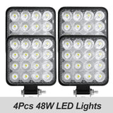 6/4/2Pcs Led Work Light 42W/48W Car Headlight 14 Led Car Light For Truck Offroad 12/24V Night Driving Lights For SUV Fog Lamps