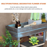 Garden Vintage Plant Stand Free Standing Wooden Holder Display Indoor Props Shelf Balcony Living Room Multifunction Storage Rack