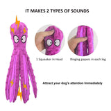 No Stuffing Plush Squeaky Plush Dog Toy Octopus Squid Dog Squeak Chew Toys Soft Sounding Indoor Interactive Ringing Paper Puppy
