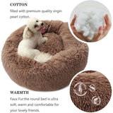 Round Big Dog Bed Sofa Long Plush Lounger Basket Fluffy Pet Bed House for Dogs Cats Puppy Cushion Winter Warm Pet Bed Kennel