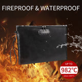 Fireproof Document Bag with Lock Money Safety Organizer Zipper Closure Storage Pouch Pocket for A4 Documents File