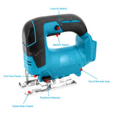 Cordless Jig Saws Cutting Angles Adjustable Electric Jigsaw Portable Multi-Function Woodworking Power Tool