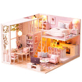 CUTEBEE DIY Doll House Wooden Doll Houses Miniature Dollhouse Furniture Kit with LED Toys for Children Christmas Gift  L023