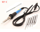 60W Adjustable Temperature Electric Soldering Iron Welding Station Tool Kit With 5pcs Solder Iron Tips Wire Stand Heater Sucker