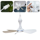 360 Degree Rotation Personal Mini USB Ceiling Fan Hanging USB for Camping Air Cooler Bed Tent Round PVC Metal Indoor/Outdoor