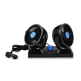 12V Car Cooling Fan With 360°Rotatable Dual Head 2 Adjustable Dashboard Electric Fan With Detachable Self-adhesive Tape Small