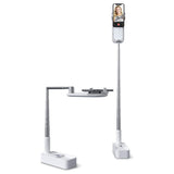 Extendable Selfie Stand 360° Rotation with Phone Holder, Rechargeable Wireless Foldable 7 Brightness LED Light iPhone Holder