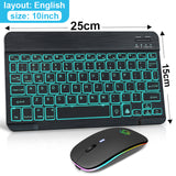 RGB Bluetooth Keyboard And Mouse Set Russian Spainish Wireless Keyboard Mouse Combo Rechargeable RGB Mouse For ipad Laptop