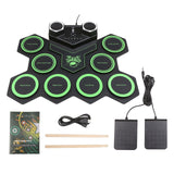 USB Portable Roll Up Drum Kit Silicone Electronic Drum Sets with Foot Pedal &amp; Drumsticks Built-in Battrey for Beginners