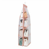 8/6 Pockets Fabric Hanging Storage Bag Transparent Pocket Double Sides Hanging Closet Foldable Organize Handbag Storage Bag