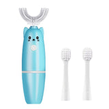 Children U Shaped Electric Toothbrush Waterproof Food Grade Teeth Silicone Cleaning Brush Battery Operated For 3-12 Children
