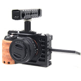 Camera Cage with Wooden Aluminum Alloy DSLR Camera Protective Cage Kit for Sony A7C