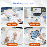 Desktop Reading Book Holder Stand Base 360° Rotation Alunimum + Wood Design Tablet Stand Adjustable Multifunction Laptop Stand
