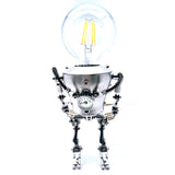 Manual Assembling Stainless Steel Steampunk Big Head Robot Lamp Home Bedroom Table Lamp Bar Atmosphere Lamp US Plug