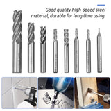 8pcs Solid Milling End Cutter Drill 1/16''-1/2'' 4 Flute High Speed Steel End Mill HSS Slot Tool HSS CNC Straight Shank Drill