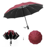 Automatic Reverse Umbrella 12 Ribs Reverse Umbrella with Reflective Stripe LED Night Light Windproof Double Automatic Folding