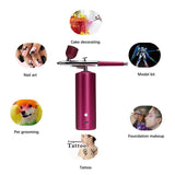 Oxygen Injector USB Air Compressor Kit Air-Brush Paint Spray Gun Airbrush for Nail Art Tattoo Craft Cake Nano Fog Mist Sprayer