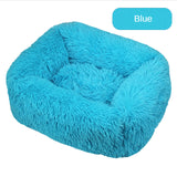 Pet Beds Long Plush Dog Bed Square Solid Color Puppy Beds Mat for Little Medium Large Pets Supplies Winter Warm Bed Cat Cushions