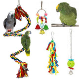 Parrot Combination Toys Bird Chewable Bite Climbing Rope Swing Cotton Rope Bite String 6Pcs Set Toys For Parrots Game In Cage