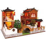 DIY Wooden Dollhouse Chinese Town Architecture Doll Houses Miniatures with Furniture Toys for Children Friend Birthday Gift